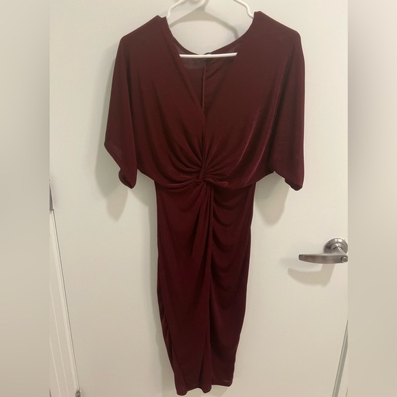 Fashion Nova Full Grown Knot Dress, size medium. Deep burgundy - Picture 2 of 5